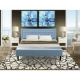 thumbnail image 2 of East West Furniture FN11K-2VL0C 3-Piece Platform Bed Set with 1 Modern Bed and 2 Bedroom Nightstands - Denim Blue Linen Fabric, 2 of 8
