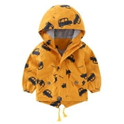 One Opening Baby Boy Casual Coat Cartoon Print Zipper Hooded Jacket Outerwear