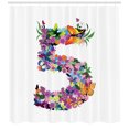 thumbnail image 3 of Number Shower Curtain, Floral Spring Five Years Anniversary Marriage Wedding Wreath Style Blossom Butterfly, Fabric Bathroom Set with Hooks, 69W X 75L Inches Long, Multicolor, by Ambesonne, 3 of 3