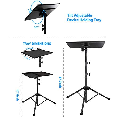 18-47 INCH Projector Laptop Stand,Computer Stand with Phone Holder,Adjustable Height Laptop Tripod,Outdoor Foldable Dj Equipment Holder Mount Apply to Stage Or Studio 