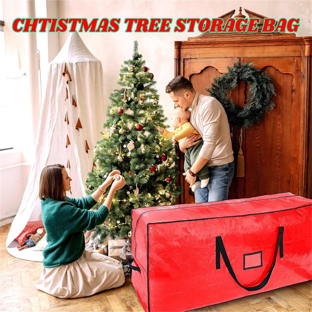 Xihbxyly Bolsa para Árbol de Navidad, Organizador de Gran Capacidad para Fiestas, Material Resistente y Duradero, Asas Fáciles de Transportar, Versátil para Coronas y Adornos, Protección para Decorac