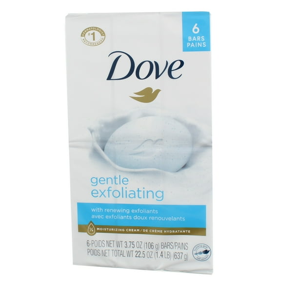 Dove Gentle Exfoliating Moisturizer Cream Bars, Fragrance Free, 3.75 oz, 6 Ct (2 pack) (Bundle)