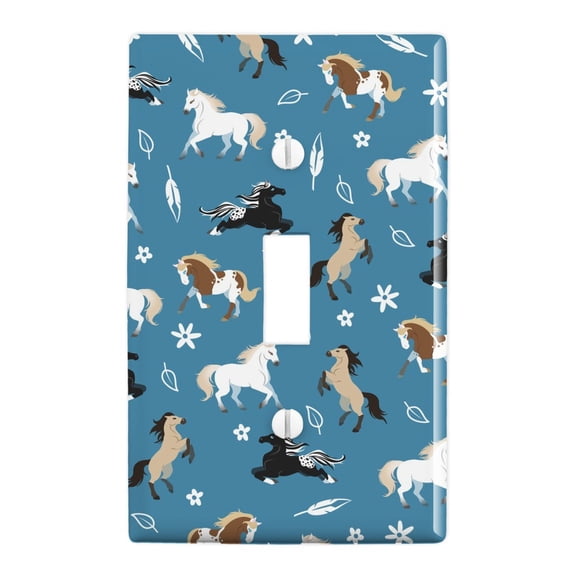 Frolicking Horses Pattern Plastic Wall Decor Toggle Light Switch Plate Cover