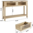 thumbnail image 2 of IdeaHouse 43" Modern Rustic Wood Console Table with 2 Glass Drawers – 2-Tier Narrow Sofa Side Table, Open Storage Shelf for Living Room, Hallway, Foyer, 2 of 8