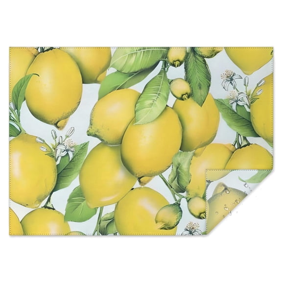 Yellow Lemon Fruit Flowers LightBlue Pattern Rectangle Tablecloth 60"x84",Waterproof Polyester Rectangle Table Cloth, Wipeable Spillproof Polyester Tablecloth for Dining, Camping, Indoor and Outdoor