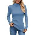 thumbnail image 2 of Pullover Sweaters for Women 2025 Long Sleeve Turtleneck Plain Basic Ribbed Knit Sweater Jumper Tops Fall Winter Outfits, 2 of 6