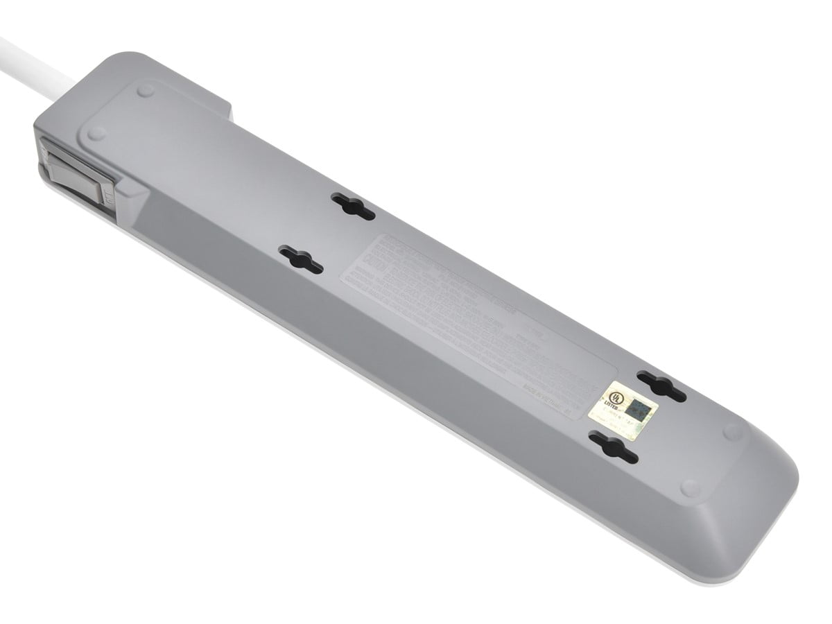 Monoprice Power & Surge - 6 Outlet Slim Surge Protector Power Strip - 3 Feet - - White | Cord UL Rated 540 Joules With Power/Circuit Breaker Switch