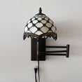 thumbnail image 7 of Tiffany Style Sconce Lamp Plug In Swing Arm Beige Stained Glass Crystal Beans LED Bulb Included 13”W*8”D*15”H, 7 of 7