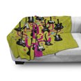 thumbnail image 3 of Music Soft Flannel Fleece Throw Blanket, Guitars for Rock Stars Above a Tree Plant Modern Geometric Design Print, Cozy Plush for Indoor and Outdoor Use, 50" x 60", Hot Pink Apple Green, by Ambesonne, 3 of 6