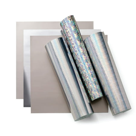 UPC: 0093573077067 | Cricut Holographic Vinyl  Silver Sampler – Permanent (6 ct)