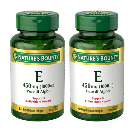 (2 pack) Nature’s Bounty Vitamin E 1000 IU Softgels for Heart Health Support, 60 Count