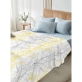 thumbnail image 5 of Yellow Gray Flat Sheet Only Twin Size, Soft Breathable Bed Top Sheets for Mattress, Pastoral Botanical Branch Aesthetics Luxury Bedding Flat Sheets for Home Hotel Bedroom Bed Protection, 5 of 9