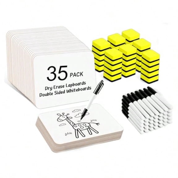 Dry Erase Lapboards HERKKA 35 Pack Double Sided Dry Erase Lap Boards 9 X 12.5 Inch 35 Markers 35 Erasers Small Dry Erase Boards For Students Classroom Teacher Supplies