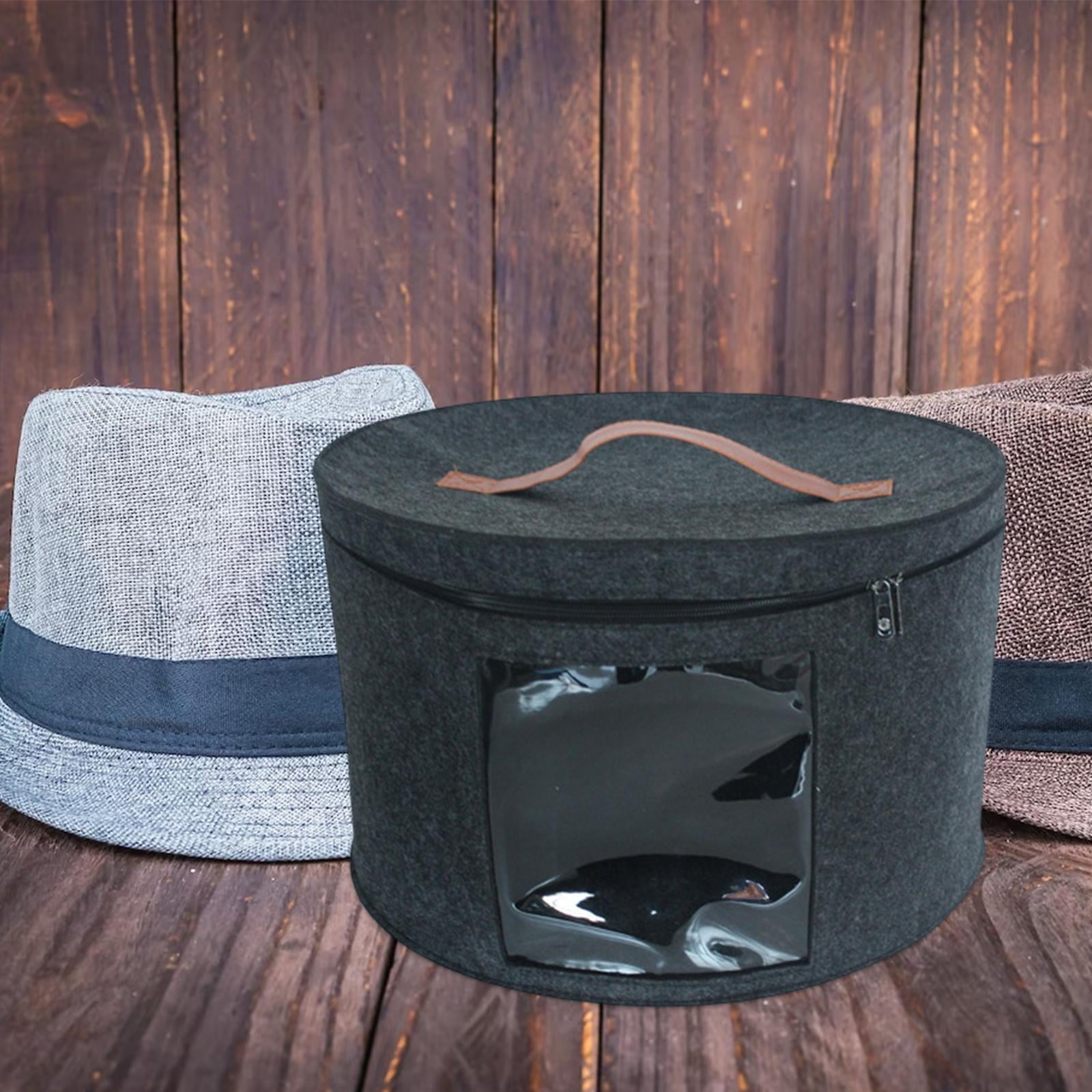 Ghtcv Hat Box 19'' Large Round Hat For Men and Women Foldable with Lid Stuffed Animal Toy Storage Box (Dark Gray)