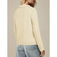 thumbnail image 5 of Long Sleeve Women Vintage Cable Knit Cardigan Zip Up Collared Sweater Coat, 5 of 7