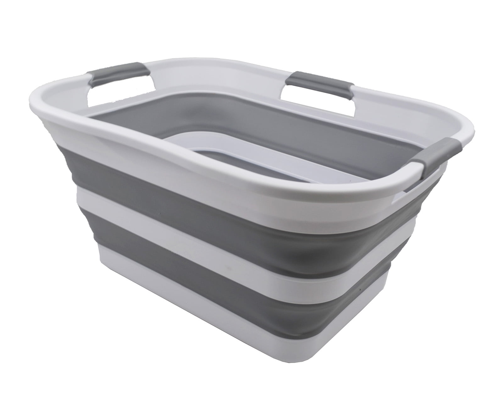 SAMMART 30L(8 gallon) Collapsible Plastic Laundry Basket - Foldable Pop Up Storage Container/Organizer - Space Saving Hamper/Basket - Water Capacity 24L(6.3 gallon)
