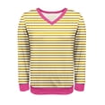 thumbnail image 5 of thefmos Women's Fall Winter Striped Long Sleeve V Neck Pullover Tops Dressy Casual Blouses Loose Cute Shirts Vacation Fashion Clothes, Yellow L, 5 of 6