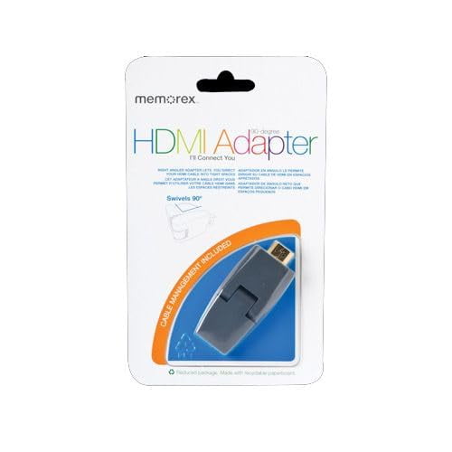 Adaptador HDMI Giratorio de 90 Grados con Conectores Chapados en Oro 24K Memorex
