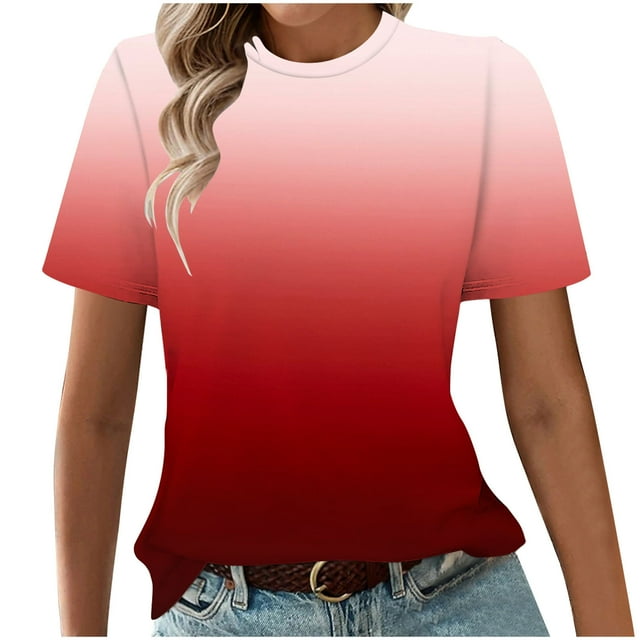 Tops Cortos para Mujeres Casual de Moda Impreso Cuello Redondo, Camiseta de Manga Corta para el Uso Diario, Fiesta Y Cómodo
