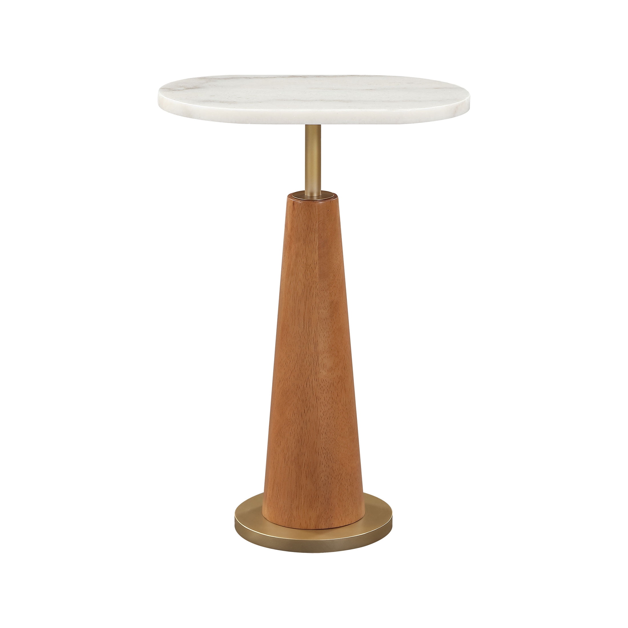 Beautiful Blyth Drink Table by Drew Barrymore, White Marble and Cherry Finish