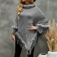 thumbnail image 2 of Aoochasliy Winter Scarfs Christmas Clothes Women's Trendy Warm Shawl Solid Color Cloak Large Knitting Loose Coat, 2 of 7