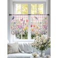 thumbnail image 4 of Wildflowers Sheer Curtains 54 Inch Length 2 Panels Set Window Treatments, Spring Watercolor Tulip Floral Leaf Pink Plaid Rod Pocket Semi Curtains for Living Room/Bedroom/Kitchen Décor, 104"W x 54"L, 4 of 7