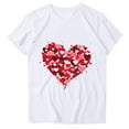 thumbnail image 3 of Camiseta de Manga Corta de Cuello Redondo Impresa para las Mujeres Día de San Valentín, Mezcla Ligera de Poliéster para Primavera Verano Otoño, 3 of 7