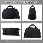 LUVCMFT Rolling Duffle Bag with Wheels, 24 Trolley Travel Bag, Carry On Luggage Travel Suitcase, Overnight Weekender Bag for Unisex Adult (Gray & White Lattice)