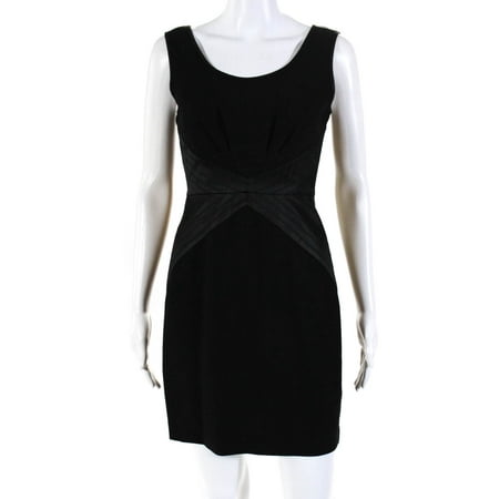 

Pre-owned|Rachel Zoe Womens Sleeveless Satin-Trim Pencil Dress Black Size 4
