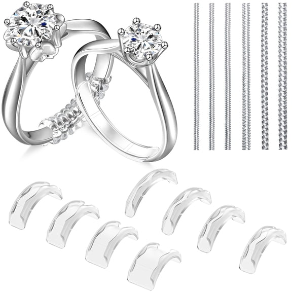 Ring Sizers for Loose Rings, 14 Pack Invisible Ring Size Adjuster Silicone, Ring Guards Spacer Tightener Resizer Fitter for Women Men, Make Ring Smaller Without Resizing Thick Band (Transparent-14PCS