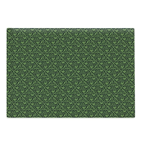 

Irish Cutting Board National Foliage Pattern Intricate Twigs and Dots Trefoil Botanical Abstraction Decorative Tempered Glass Cutting and Serving Board Large Size Black Lime Green by Ambesonne