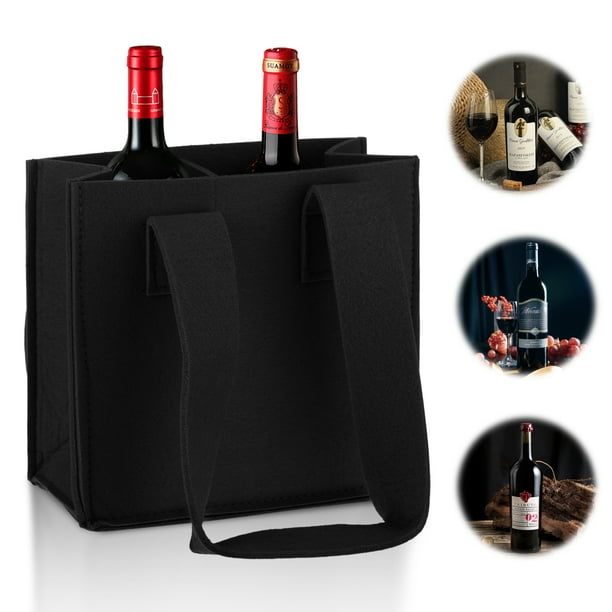 Bolso de la botella de vino a prueba de arañazos de tela Cateissary Almacenamiento y organización del hogar Rojo 4 ranuras