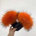 thumbnail image 1 of Zapatillas de piel de mapache auténtica para mujer, chanclas planas peludas para interior y casa, moda para actividades al aire libre, sandalias de playa, verano 2023, 1 of 5