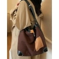 thumbnail image 3 of Women’s Suede Shoulder Crossbody Bag Large Capacity Bucket Purse Slouchy Hobo Bag for Travel Leisure Fall Winter Tote Handbag, 3 of 6