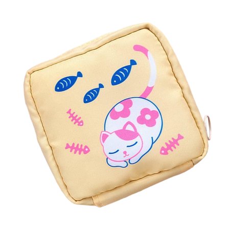Cute Sanitary Napkin Storage Bag Zippered Washable Multifunction Portable Tampon Cat Fish