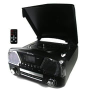 TechPlay 3 Speed BT Turntable, Programmable MP3 CD Player, USB/SD, Radio & Remote Control in Black