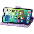 thumbnail image 6 of Case for iPhone 15 Case Glitter Bling with Card Holder Stand Leather Flip Wallet Diamond Butterfly Protective Case for iPhone 15 6.1 inch Crystal Lavender, 6 of 16