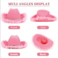 thumbnail image 5 of Wowstyle Furry Pink Hat Western Cowgirl Hat for Women Cosplay Party Costumes Inflatable Cowboy Festival Outfit Cap, 5 of 6