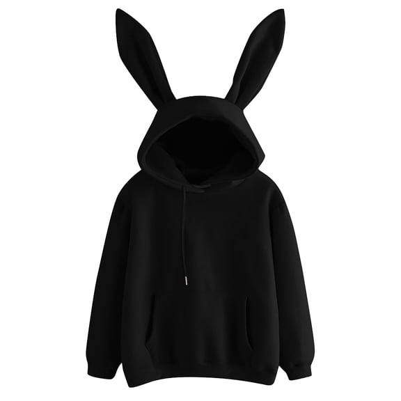 XIAONU Women's Cute Hoodies Oversized Long Sleeve Drawstring Bunny Ear Pullover Top Soft Casual Daily Hoodie