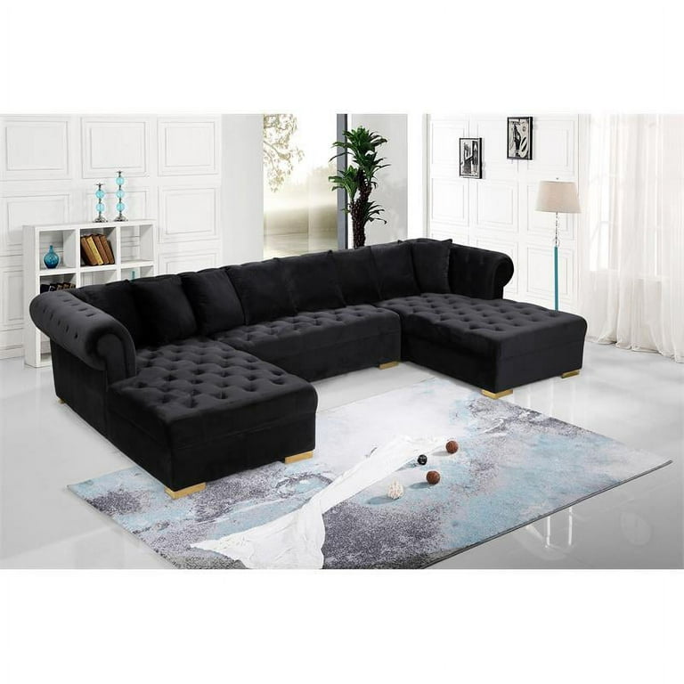Tufted black sectional deals