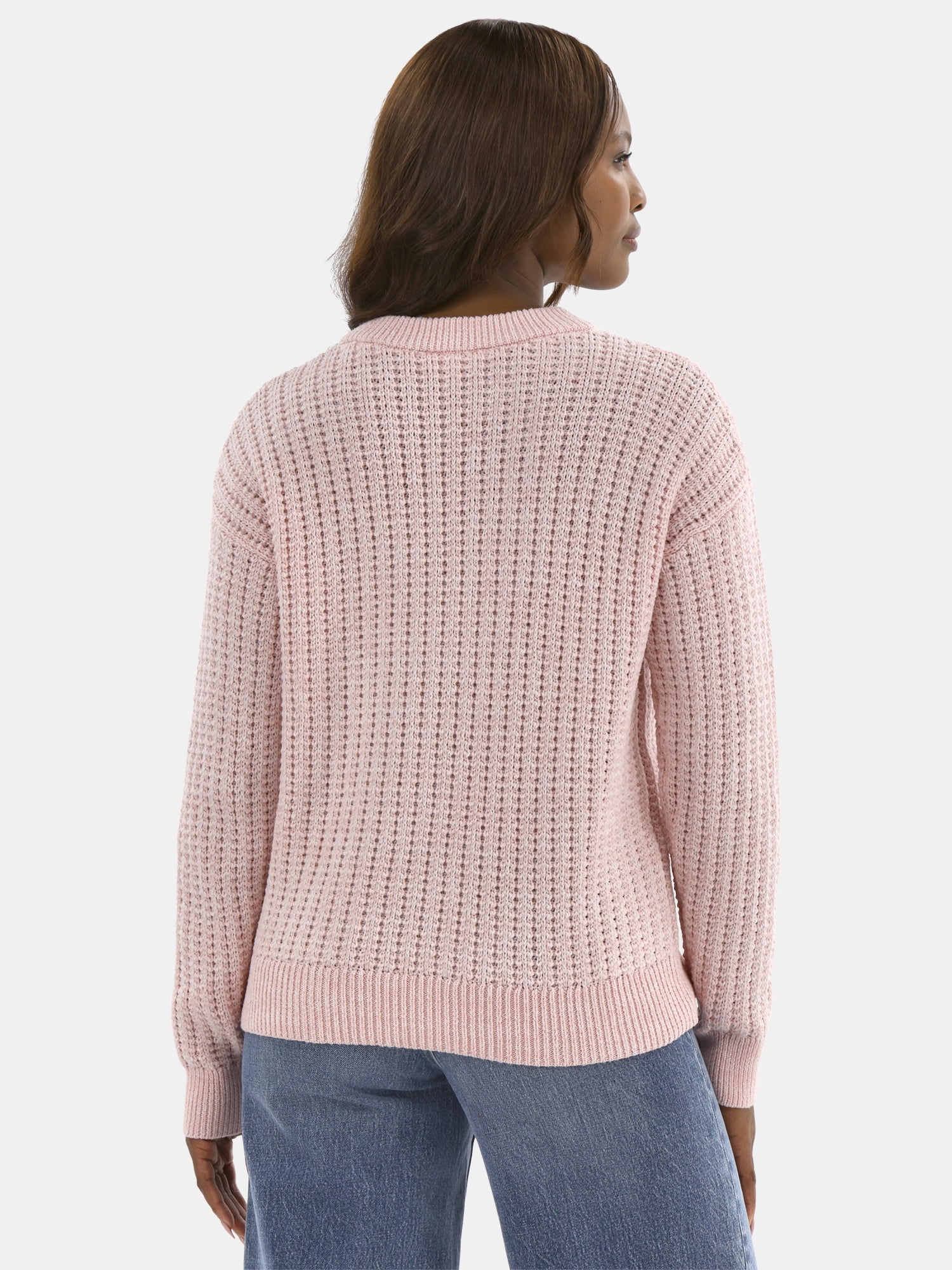Time and Tru Women's and Women’s Plus Textured Stitch Sweater, Midweight, Sizes XS-4X