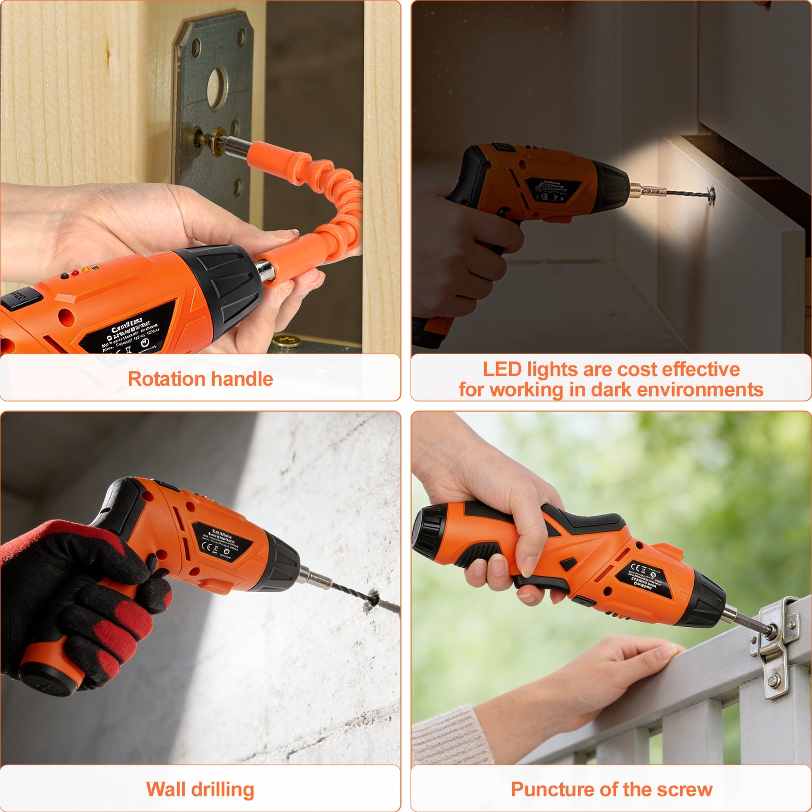 Small Hand-Held Electric Screwdriver Electric Screwdriver Set Handheld cordless drill Rechargeable Tool Can Be Rotated 90° Foldable Hand Drill Screwdriver Head 47-Piece Set with LED Light