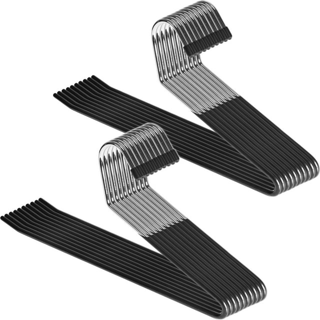 Zober Perchas para pantalones antideslizantes – Paquete de 20 perchas abiertas para pantalones y pantalones vaqueros para armario – Percha para ropa que ahorra espacio – Perchas de metal resistentes y