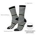 thumbnail image 4 of Rateoe Black And White Stripes for Women Casual Calf Socks - Cute Crew Socks - Thin Soft Above Ankle Socks Size 5-11, 4 of 6