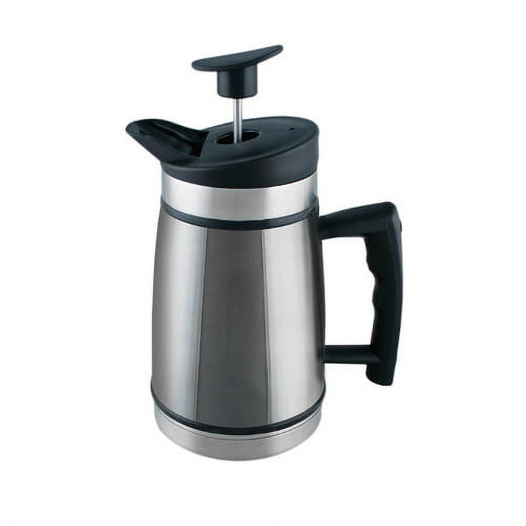 French Press Table Top Coffee and Tea Maker Carafe with Br?-Stop Technology  - 48 oz - Stainless Steel - Obsidian Black 