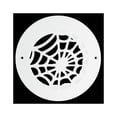 thumbnail image 1 of Spooky Gothic Round Vent cover 6" Duct Opening (Overall 7-1/2") Spider Web Design Solid Cast Aluminum Register | Powder Coated WHITE with Detachable Steel Metal Louver-With Holes for Wall / Ceiling, 1 of 10