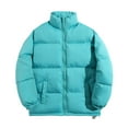 thumbnail image 2 of Dwelliawo Men's Stand Collar Puffer Jacket Full Zipper Coats Puffer Jacket Long Sleeve Windproof Down Jackets Thicken Warm Winter Coat with Pockets Clearance Sky Blue 4xl, 2 of 5