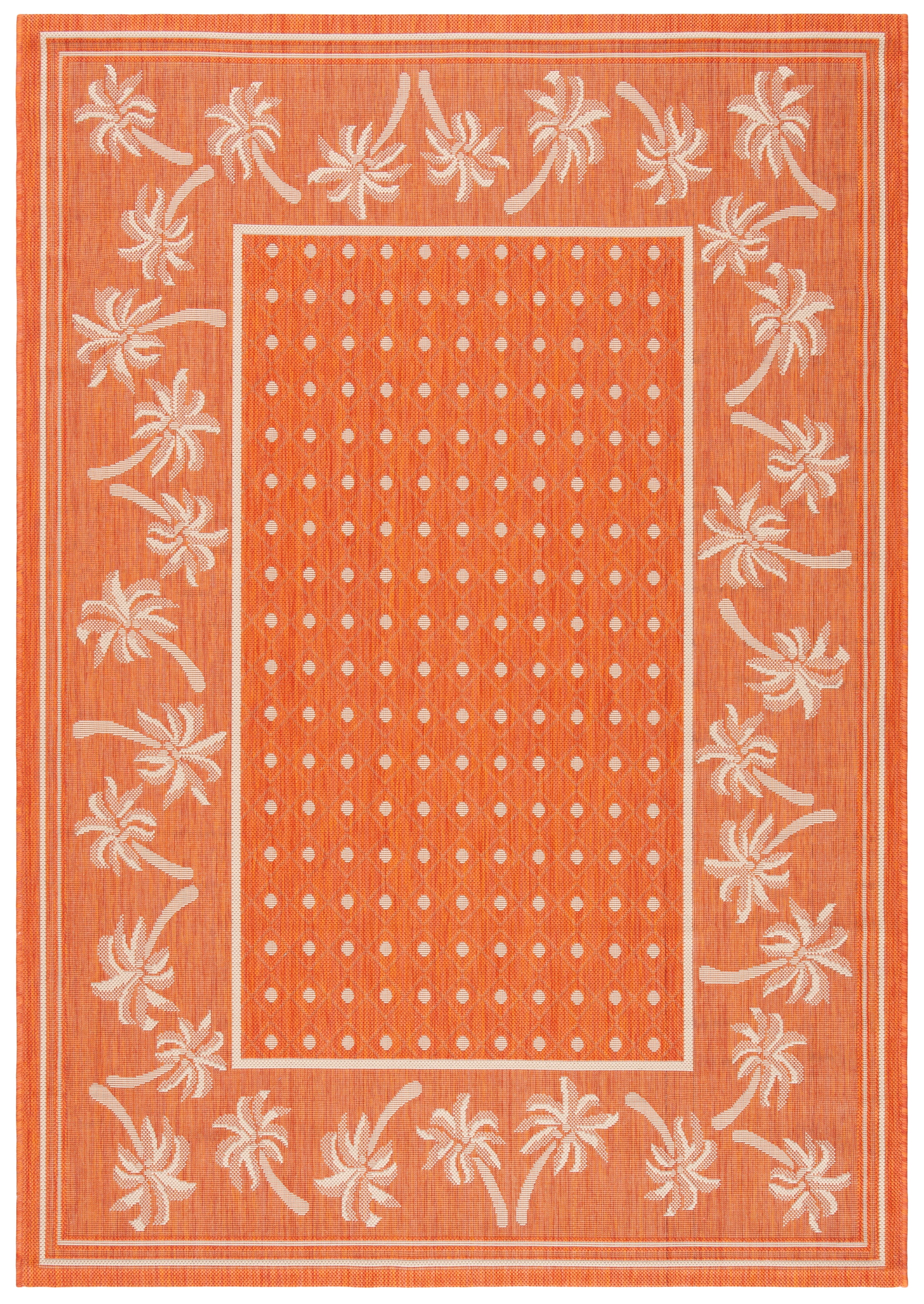 SAFAVIEH Courtyard Charles Floral Indoor/Outdoor Area Rug, Rust/Sand, 5'3" x 7'7"