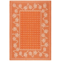 SAFAVIEH Courtyard Charles Floral Indoor/Outdoor Area Rug, Rust/Sand, 6'7" x 9'6"
