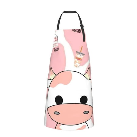 

Bingfone Cute Cow Pink Apron Gifts For Men Women Professional Grade Chef Apron For Kitchen Bbq & Grill